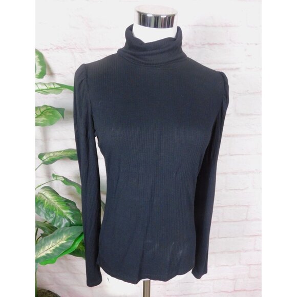 Cyrus Essentials Black Ribbed Turtleneck Long Sleeve Stretch Classic S - Picture 1 of 9